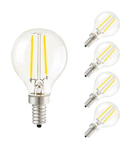 CTKcom 2W G45 Candelabra LED Bulbs Dimmable(4 Pack)- E14 Base Vintage Edison Incandescent Bulb 20W Equivalent 6000K Daylight White Bulbs for Home,Pendant Light,Sconces,Light Fixtures AC110V~130V