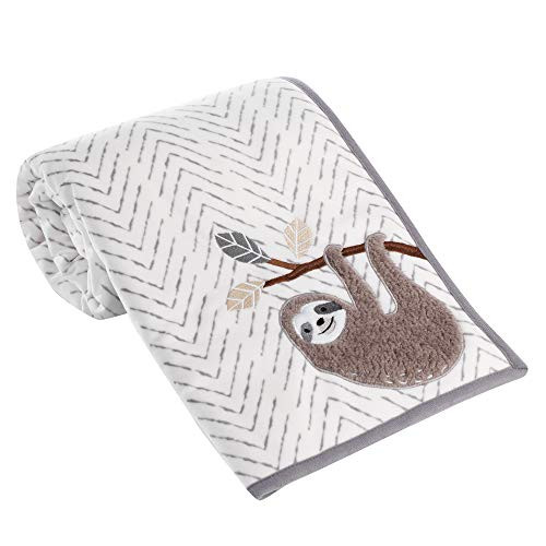 Lambs & Ivy Baby Jungle Gray/White Sherpa Sloth Baby Blanket Lambs & Ivy Baby Jungle Gray/White Sherpa Sloth Baby Blanket