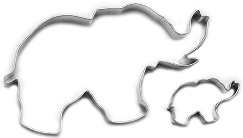 Cybrtrayd R&M Parent/Child Cookie Cutter Set, 5-Inch and 1 to 1.5-Inch, Elephant, Tin