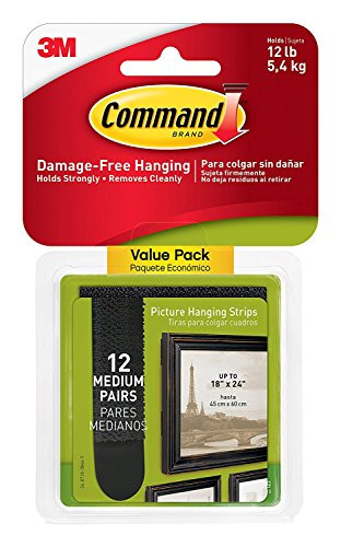Command Black Picture Hanging Strips, 12 pairs (24 strips), Medium, Decorate Damage-Free (17204BLK-12ES)