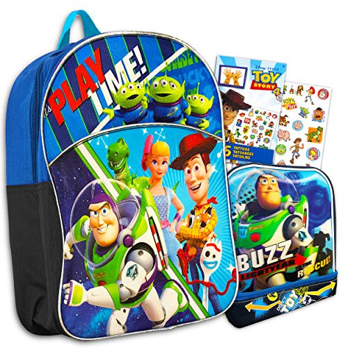 Disney Pixar Toy Story Backpack and Lunch Box Set for Toddlers ~ Deluxe 11" Toy Story Mini Backpack with Lunchbox and Bonus Tattoos (Toy Story School Supplies Bundle)