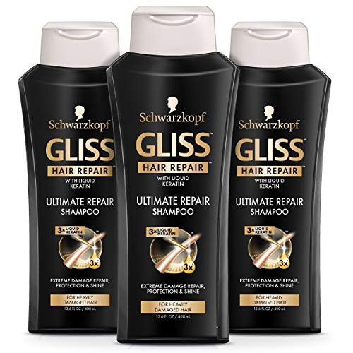 GLISS Hair Repair Shampoo, Ultimate Repair for Heavily Damaged Hair, 13.6 Ounces (Pack of 3)