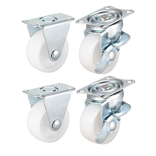 uxcell 1.5 Inch PP Caster Wheel Top Plate Mounted, 132lb Total Load Capacity, 4 Pcs 2 Pcs Swivel with Brake, 2 Pcs Fixed