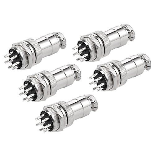 uxcell 5pcs Aviation Connector Plug 16mm 8P 4A 125V GX16-8 Waterproof Female/Male Wire Panel Power Chassis Metal Fittings Aviation Wire Connector Socket Silver Tone