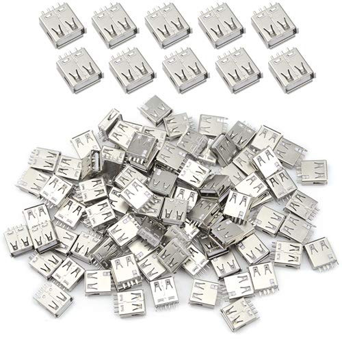 XLX 100PCS USB Type A Standard Port Female Solder 4Pin Plug Soldering Jacks Connector