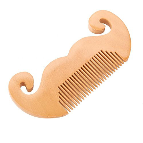 Wooden Comb, Cimenn Portable Wooden Peach Wood Mustache Shaper Comb Tool Beard Shaping Template, Fine Tooth Pocket Sized Beard, Mustache, Head Hair Brush Combs for Men