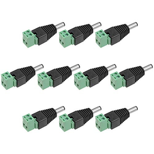 uxcell Male 5.5x2.1mm DC Power Jack Adapter Terminal Connector for CCTV Security Camera 10PCS
