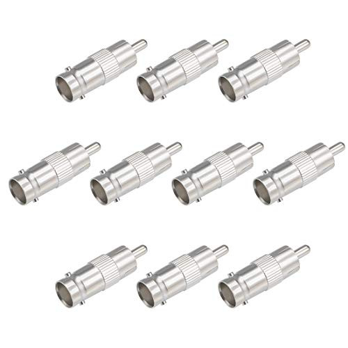 uxcell 10pcs BNC Female to RCA Male Adapter Coaxial Cable Connector for CCTV Security Camera