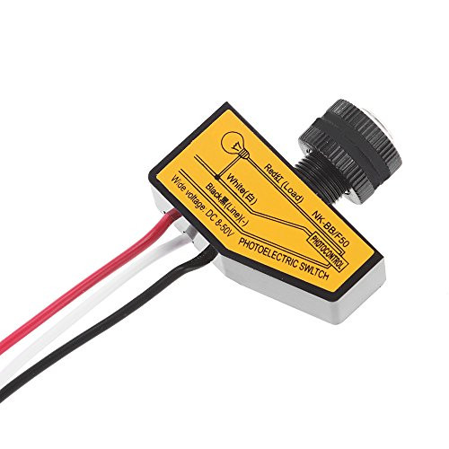 Light Control Switch ONEVER DC 12V 24V 36V 48V Dusk to Dawn Photocell Light Switch Auto ON Off Light Sensor Control Switch 8-50V