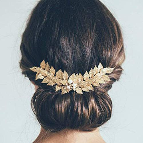 Yean Decorative Bridal Wedding Hair Combs Gold Leaf Bride Hair Accessories with Crystals Headpiece for Women and Girls Yean Decorative Bridal Wedding Hair Combs Gold Leaf Bride Hair Accessories with Crystals Headpiece for Women and Girls