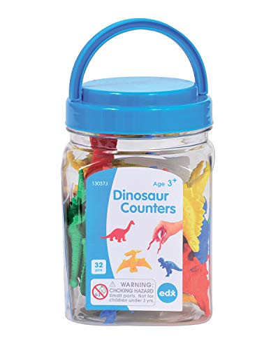 edx education Dinosaur Counters - Mini Jar - Learn Counting, Colors, Sorting and Sequencing - Math Manipulative 13037