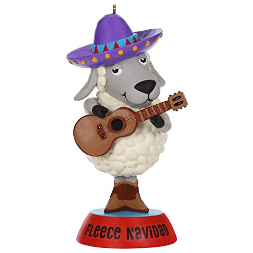 Hallmark Keepsake Christmas Ornament 2019 Year Dated Fleece Sheep Musical (Plays Feliz Navidad Song)