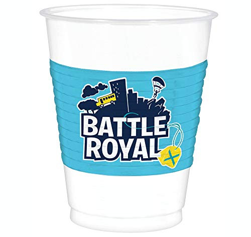 "Battle Royal" White and Blue Plastic Party Cups 16 Oz, 8 Ct.