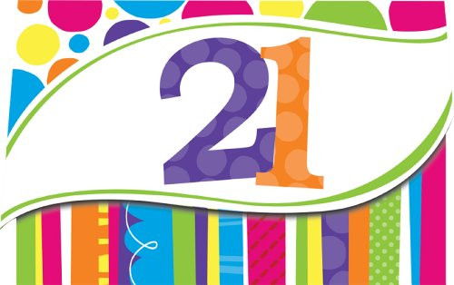 Creative Converting Bright and Bold 8 Count 21st Birthday Invitations