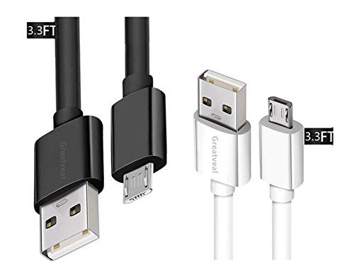 Micro USB Cable Android, Micro USB to USB 2.0 Cable (2-Pack,3.3Ft) Sync and Fast Charging Cable for Samsung, Kindle, Android Smartphones, Galaxy S7 Edge, Moto G5, PS4