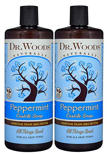 Dr. Woods Pure Peppermint Liquid Castile Soap with Organic Shea Butter, 32 Ounce (Pack of 2)