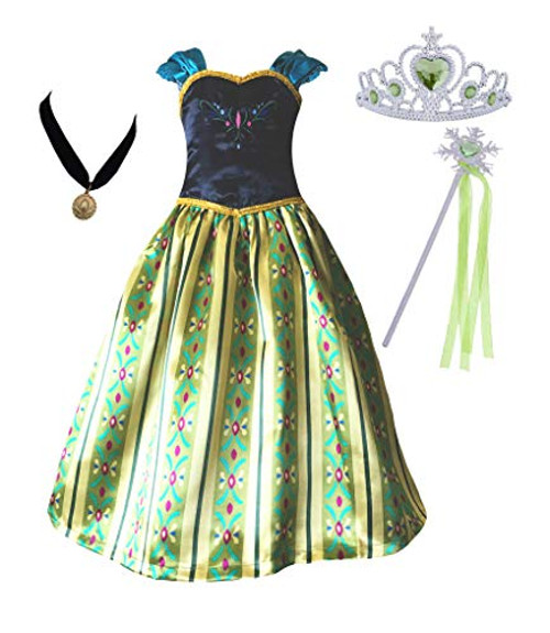 Cokos Box Girls Coronation Dress Princess Costume Necklace Tiara Wand Set, 5T to 6X, Green Cokos Box Girls Coronation Dress Princess Costume Necklace Tiara Wand Set, 5T to 6X, Green