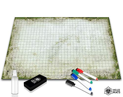Battle Grid Game Mat - 24"x36" Table Top Role Playing Map - DND Role Play - RPG Dungeons and Dragons Maps Tiles - Reusable Miniature Figure Board Games - Tabletop Gaming Mats (Moss)