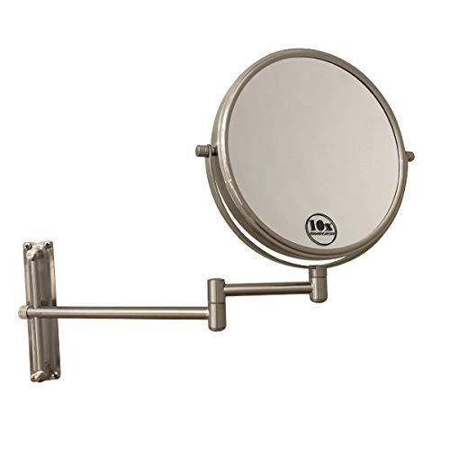 Lansi 10x Magnifying Wall Mounted Makeup Mirror,10X Magnification Makeup Mirror Adjustable Height Double-Sided Mirrors for Bathroom Vanity, Round Shape Brushed Nickel Lansi 10x Magnifying Wall Mounted Makeup Mirror,10X Magnification Makeup Mirror Adjustable Height Double-Sided Mirrors for Bathroom Vanity, Round Shape Brushed Nickel