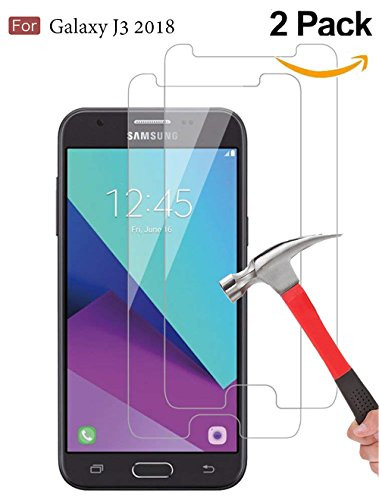Samsung Galaxy J3 Eclipse 2/J3 2018/J3 Orbit/J3 Achieve/J3 Express Prime 3/J3 Prime 2/J3 Emerge 2018/Amp Prime 3 Screen Protector, Wellci [ 2 Pack ] Tempered Glass Screen Protector (Ultra Clear)