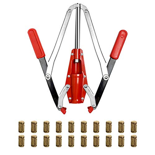 Double Lever Hand Corker  For Standard Wine, Belgian Beer, and Synthetic Plastic Corks, Wine Corker Tool with 20 Count Wine Corks (Red)