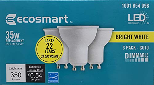 EcoSmart 35-Watt Equivalent MR16 GU10 Dimmable LED Light Bulb Bright White (3-Pack)