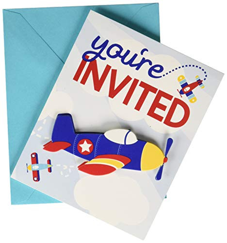 Creative Converting Lil' Flyer Airplane Foldover Invitation, Multicolor, One Size