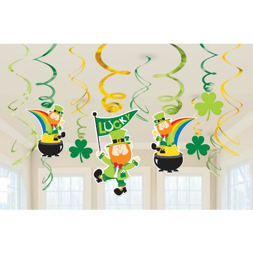 Amscan St. Patrick's Day Green Foil Swirls, Value Pack, 12 Ct. | Party Decoration