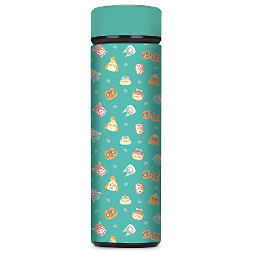 Animal Crossing, Teal Icons Vacuum Insulated Stainless Steel Sport Water Bottle, Leak Proof, Wide Mouth, 17 oz, 500 ML