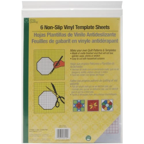Dritz Quilting 3414 Non-Slip Vinyl Template Sheets, 6-Count