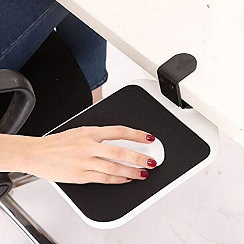 Mouse Platform Clamp On Under Desk Adjustable Keyboard/Mouse Tray Mount Swivel Mouse Tray Wrist Rest Rotating 360 Degree