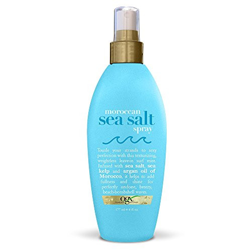 OGX Moroccan Sea Salt Spray, 6 Ounce Bottle, Sea Salt Styling Spray, Like a Day at The Beach