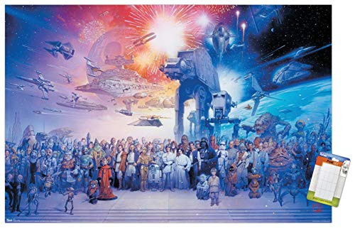Trends International Poster Mount Star Wars: Saga - Galaxy, 22.375" x 34", Poster & Mount Bundle