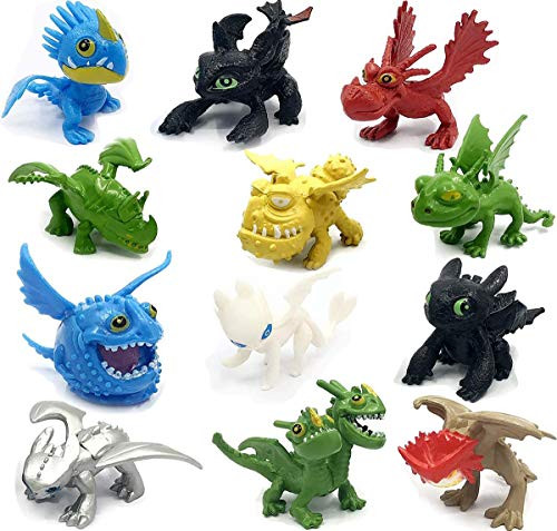 Dragon Toys Mini Figures - Action Figures 12 pcs - How to Train Your Dragon 12pcs/Set 5-6.5cm PVC Action Figures Toy Doll Night Fury Toothless Dragon  Cake Topper
