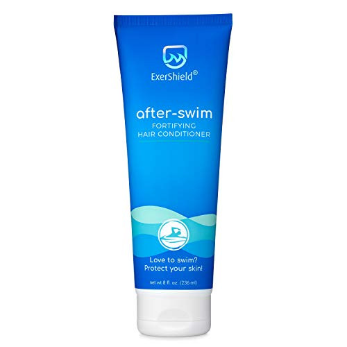 Exershield After Swim Fortifying Hair Conditioner for swimmers, chlorine odor neutralizing, chlorine, bromine, salt water removal, safe for color treated hair. Chlorine removal conditioner. Exershield After Swim Fortifying Hair Conditioner for swimmers, chlorine odor neutralizing, chlorine, bromine, salt water removal, safe for color treated hair. Chlorine removal conditioner.