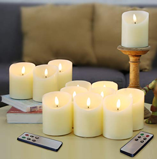 Eywamage Flameless Pillar Candles with Remote Timer Flickering Real Wax LED Votive Candles Battery Operated Ivory D 3" H 4" 12 Pack Eywamage Flameless Pillar Candles with Remote Timer Flickering Real Wax LED Votive Candles Battery Operated Ivory D 3" H 4" 12 Pack