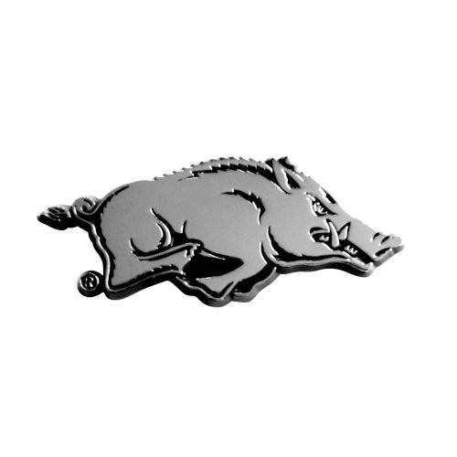 FANMATS NCAA University of Arkansas Razorbacks Chrome Team Emblem,1.4"x3.2"