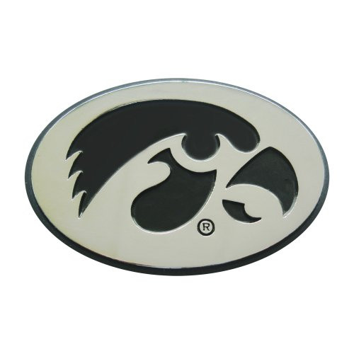 FANMATS NCAA University of Iowa Hawkeyes Chrome Team Emblem,2.1"x3.2"