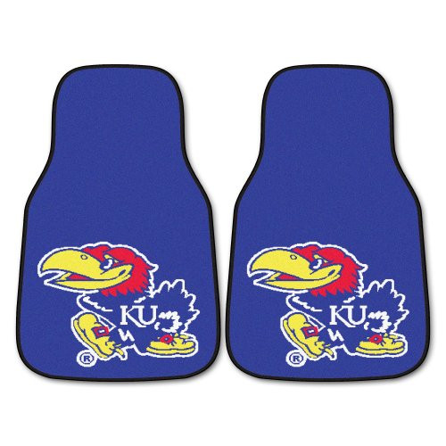 FANMATS NCAA University of Kansas Jayhawks Nylon Face Carpet Car Mat,Blue, Red,18"x27"
