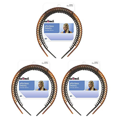 Scunci Effortless Beauty Headbands, 1-Inch Wide, 6-Count Total