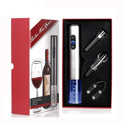 Electric Wine Bottle Opener Set, Automatic Wine Bottle Corkscrew Including Foil Cutter/Openers/Wine Pourer/Vacuum Stopper 4-in-1 Gift Set