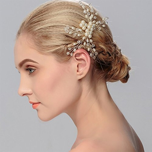 Jovono Bride Wedding Hair Combs Rhinestone Bridal Headpieces Pearl Hair Accessories for Women and Girls (Silver)