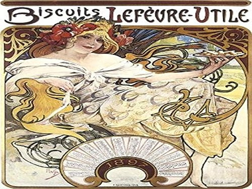 Biscuits lefevre-utile (useful) 1897 by Alphonse Mucha 31.5x23.5 Art Print Poster French Vintage Advertising Illustration lovely carefree girl Art Nouveau