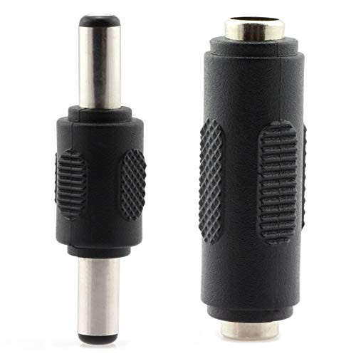 TOTOT 2pcs 5.5x2.1mm DC Power Plug Connector CCTV DC Power Plug Adaptor (1pc Male to Male + 1pc Female to Female)