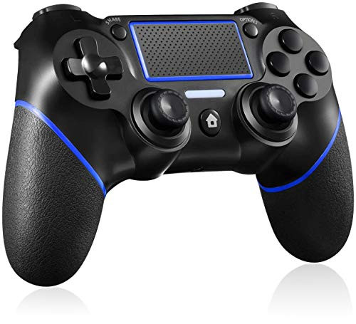PS4 Controller Wireless Gamepad, [Upgraded Version] for Playstation 4/Pro/Slim/PC(7/8/8.1/10), Touch Panel Gamepad with Dual Vibration and Audio Function Anti-Slip Grip, Mini LED Indicator(Blue)