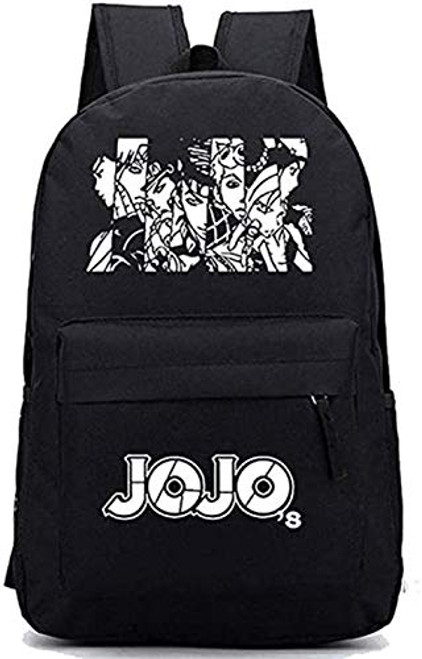 Mokago JOJO's Bizarre Adventure Bag Manga Cosplay Backpack with JOJOs Logo Schoolbag (Black)