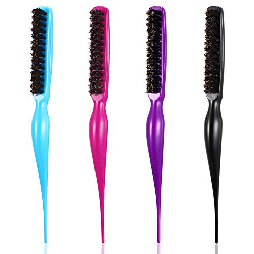 4 Pieces Teasing Hair Brushes 3 Row Teasing Brush Boar Bristle Teasing Comb for Back Combing Hair Care, 4 Colors