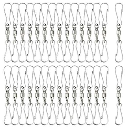 30 Pack Swivel Dual Clips, 2.76" Length Smooth Spinning Dual Clip Spiral Wind Spinner Hangers Twist Hanging Hooks for Windsocks, Plant, Flower, Bird Feeder, Kites, Lights, Flags, Lanterns, Party