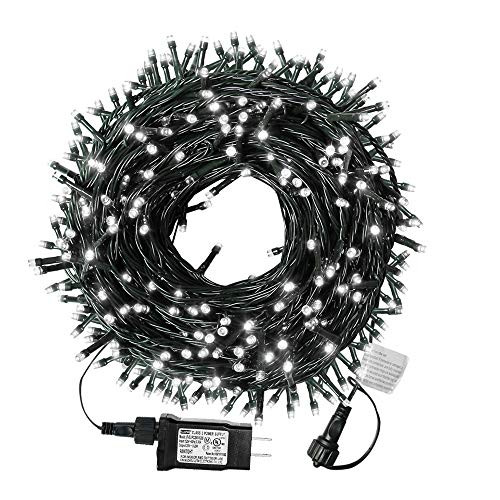 XTF2015 105ft 300 LED Christmas String Lights, End-to-End Plug 8 Modes Christmas Lights - UL Certified - Outdoor Indoor Fairy Lights Christmas Tree, Patio, Garden, Party, Wedding, Holiday (Cool White)