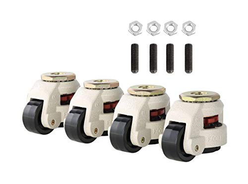 NATGAI 4 Pack Leveling Casters GD-40S Stem Mounted Leveling Caster 110lbs/Per Leveling Caster Wheels Nylon Wheel and NBR Pad(Stem Mounted 110lbs/Per)